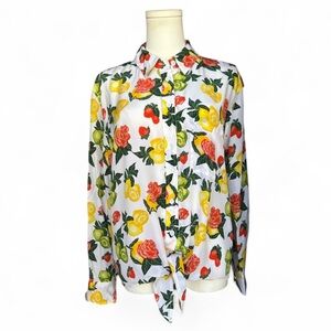 Equipment Femme Size Small Silk Blouse Button Up And Tie Front